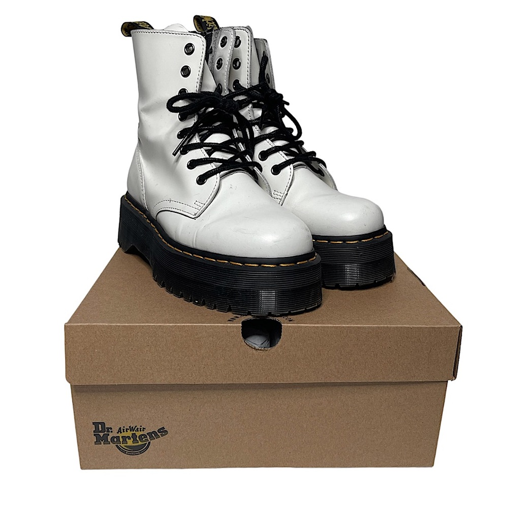 Dr Martens White Jadon Platform Boot Smooth Leather Size US 7 Combat Moto Boots